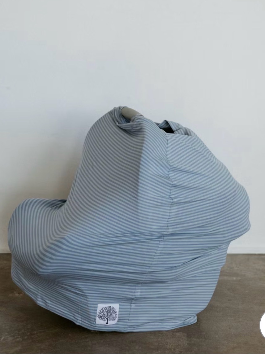 Parker Baby Co. 4 In 1 Car Seat Cover - Stormy Blue Stripenwt